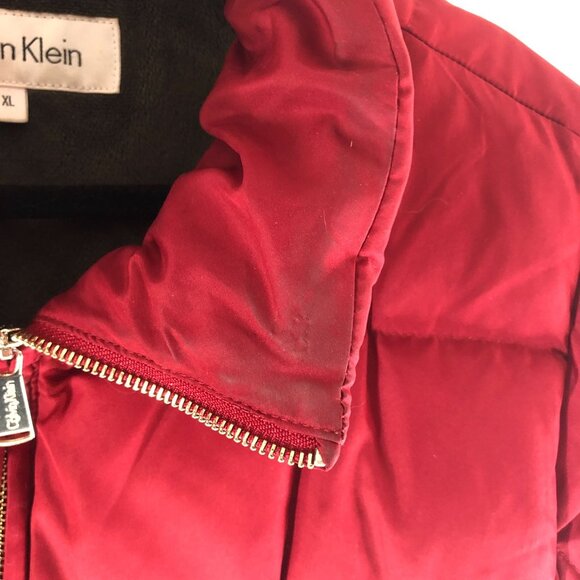 Calvin Klein Womens Down Puffer Jacket Pockets Full Zip Red XL - Picture 2 of 8